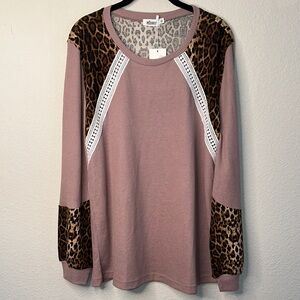 Wild‎ Diva Pink and Leopard Print Sweatshirt